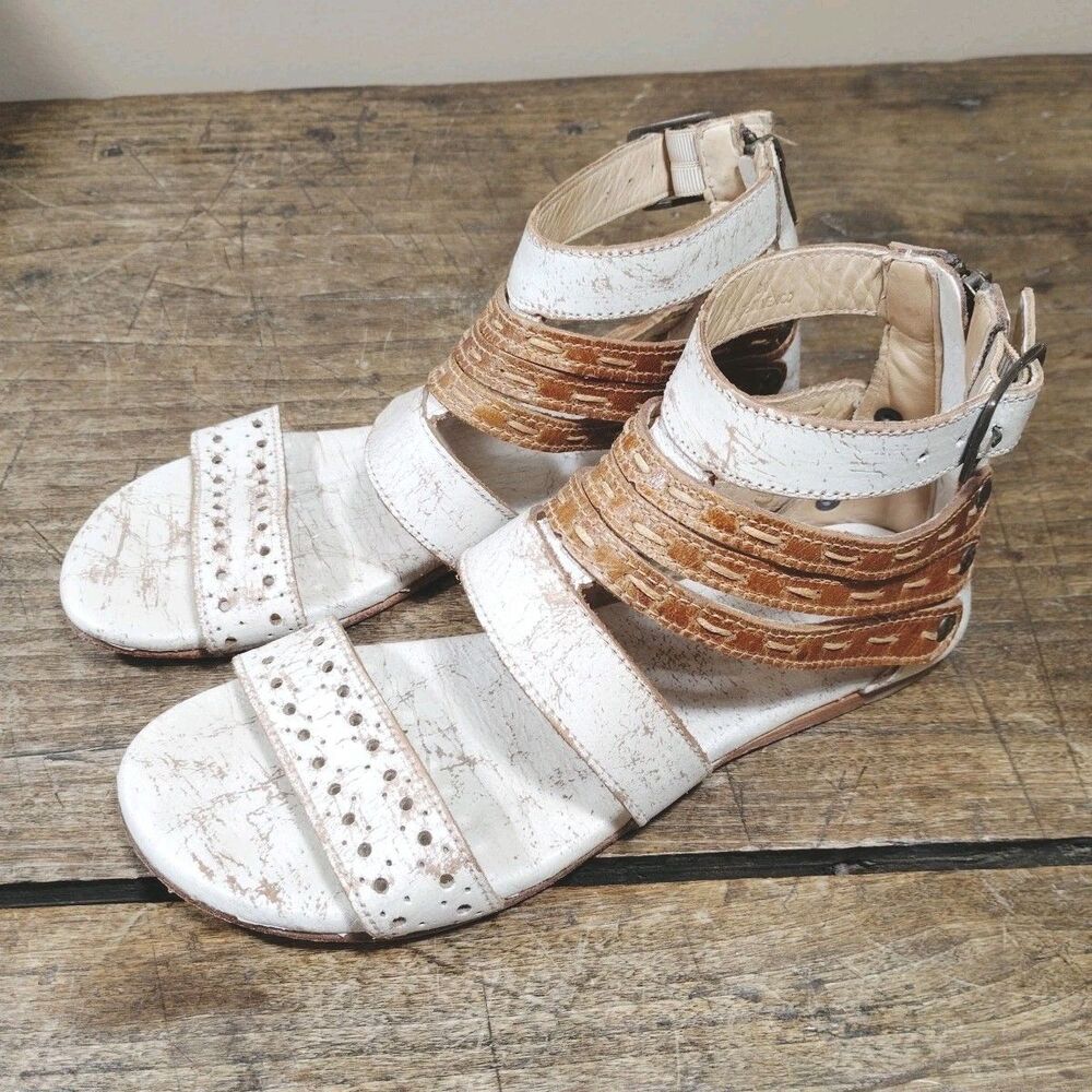 Bed Stu Women's Sz 8 Artemis Leather Gladiator Zip Sandals Shoes Open Toe Boho